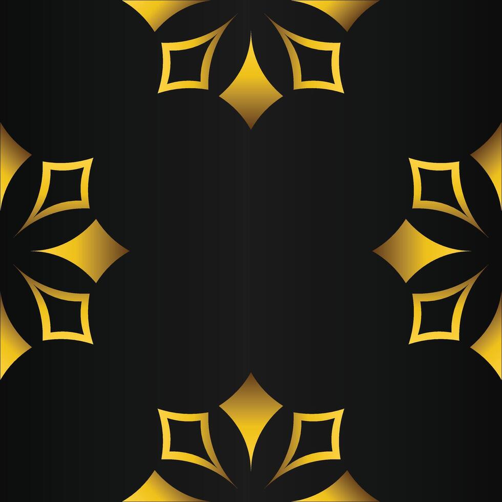 black background with abstract golden floral shape vector