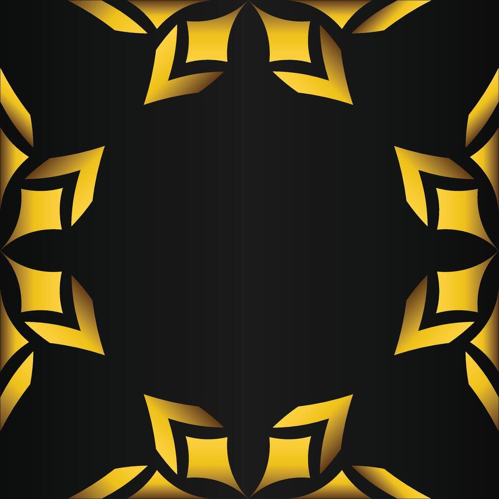 black background with abstract golden floral shape vector