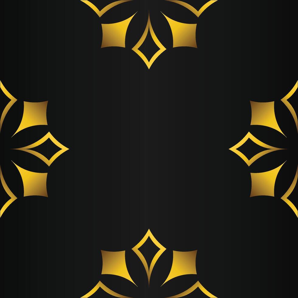 black background with abstract golden floral shape vector