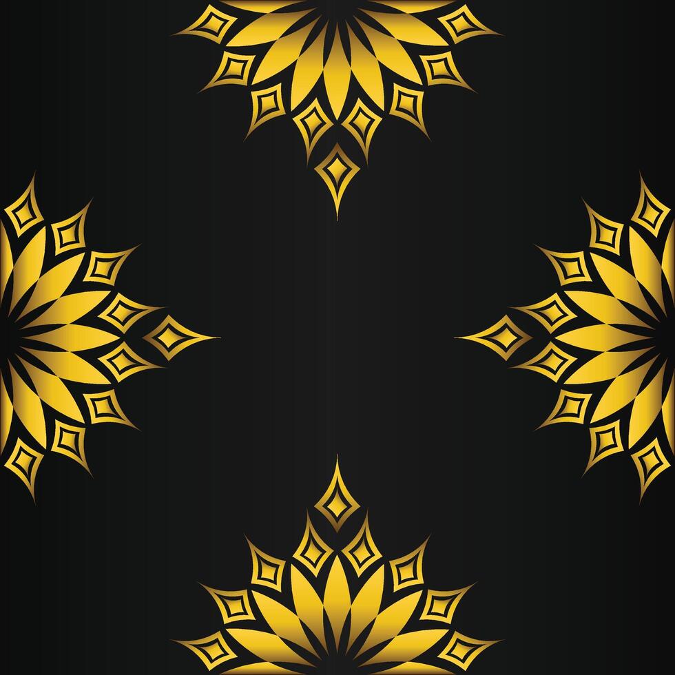 black background with abstract golden floral shape vector