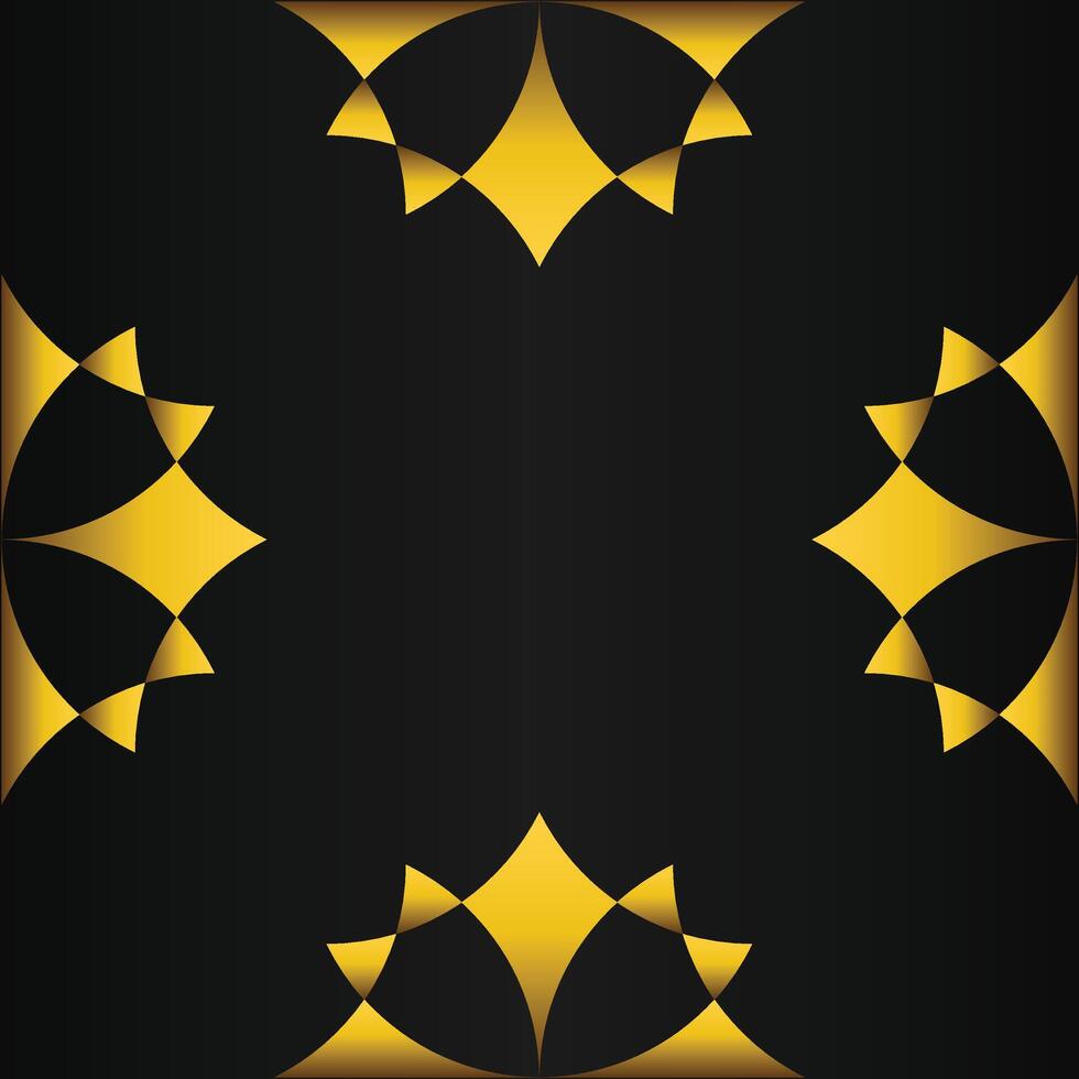 black background with abstract golden floral shape vector