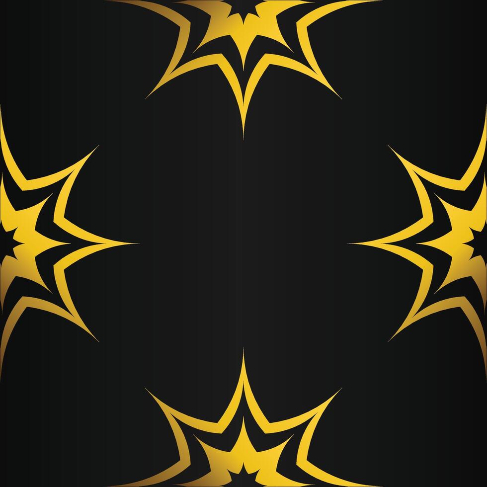black background with abstract golden floral shape vector