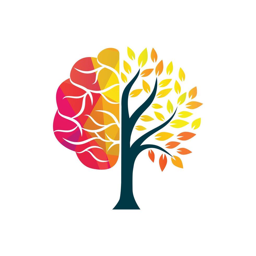 Brain tree logo concept design. vector