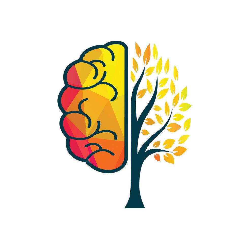 Brain tree logo concept design. vector