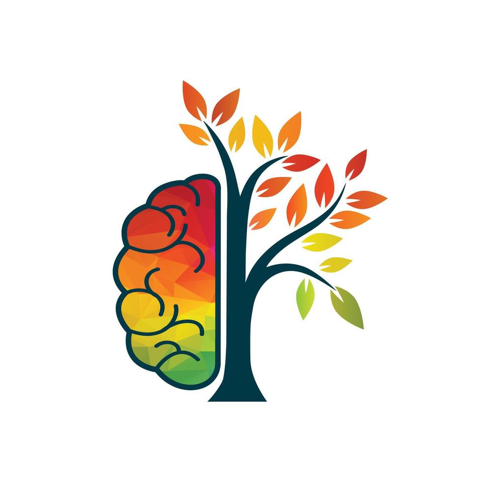 Brain tree logo concept design. vector