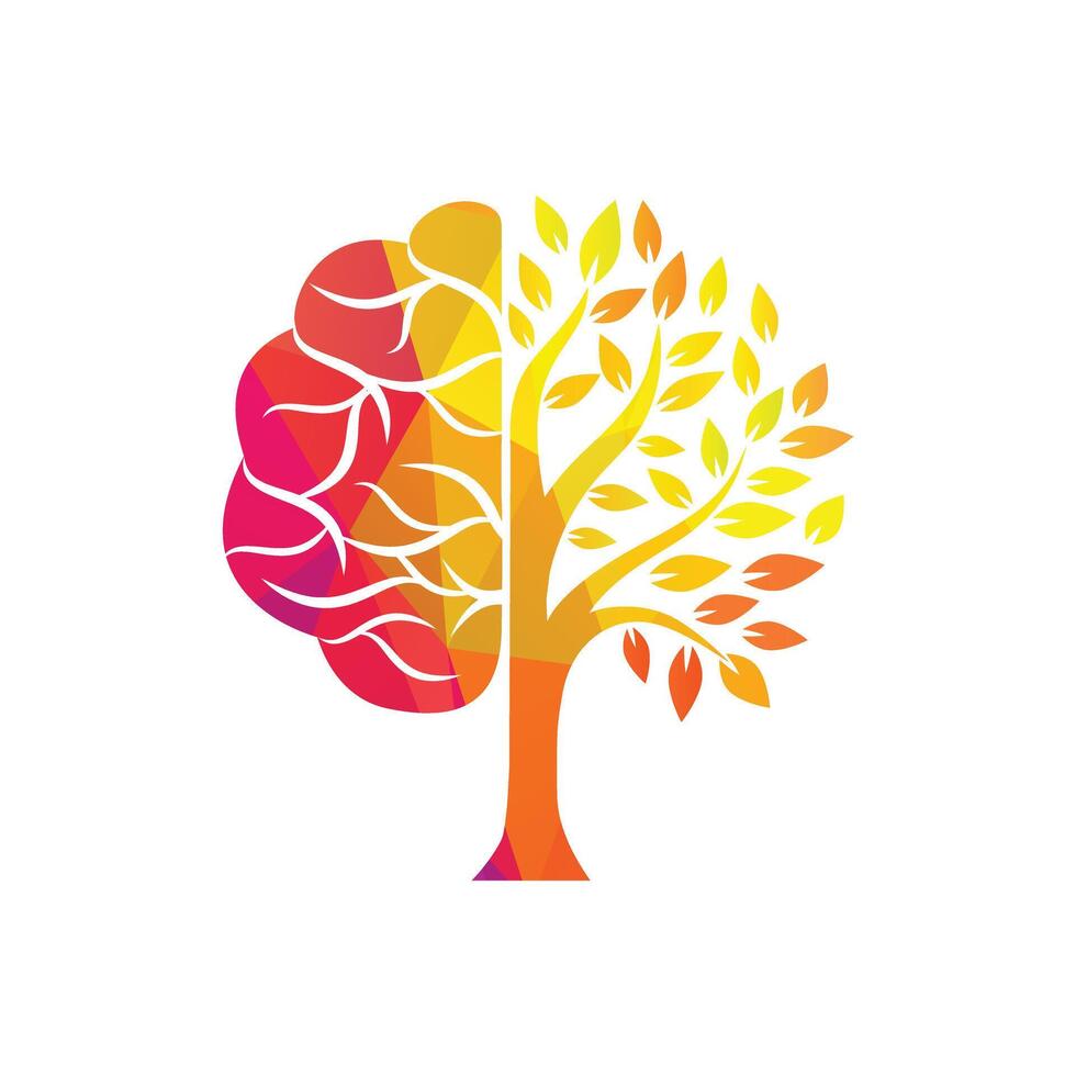 Brain tree logo concept design. vector