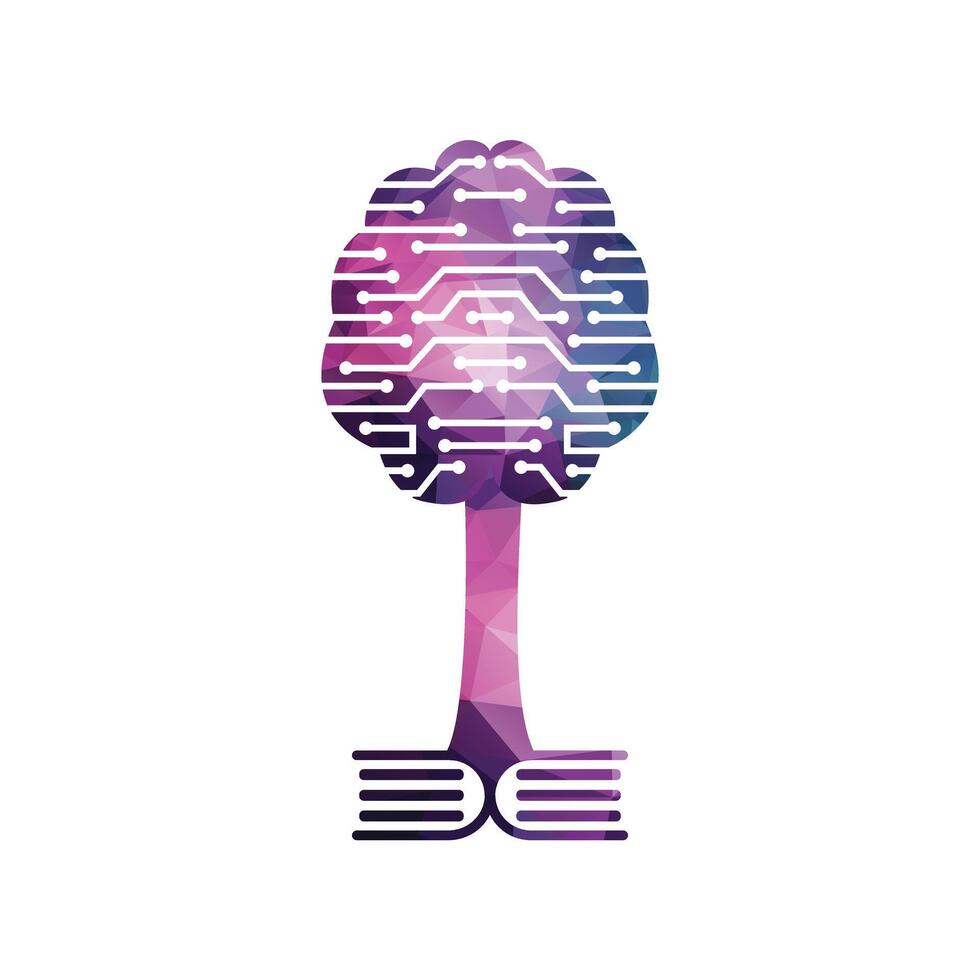 Brain connection tree logo concept design. vector