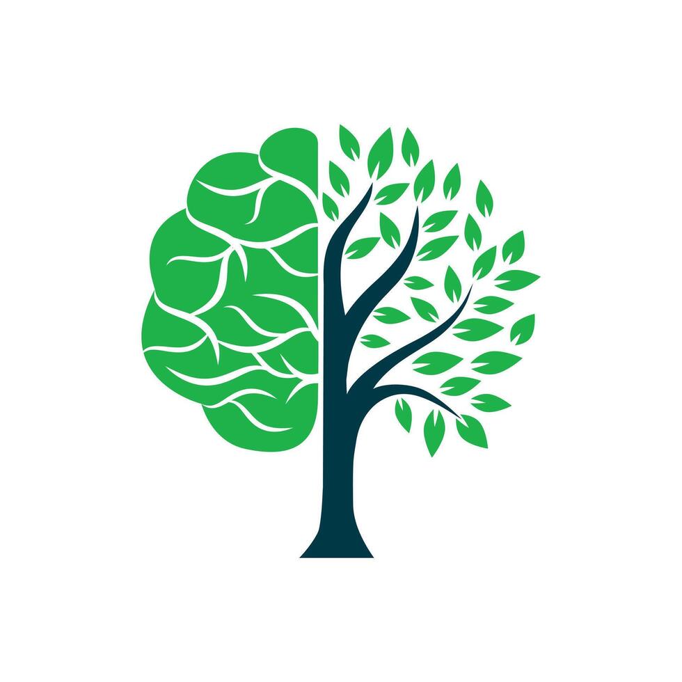 Brain tree logo concept design. vector