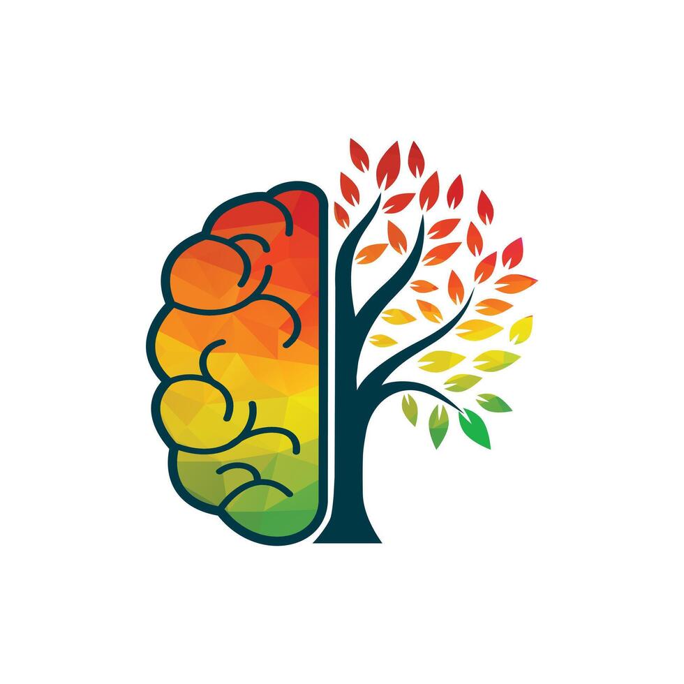 Brain tree logo concept design. vector