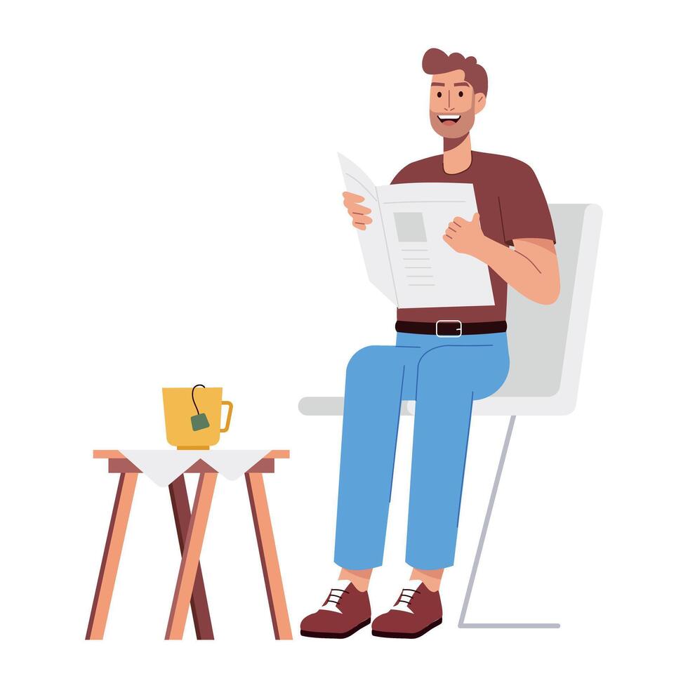 WebA flat style illustration of a man reading newspaper vector
