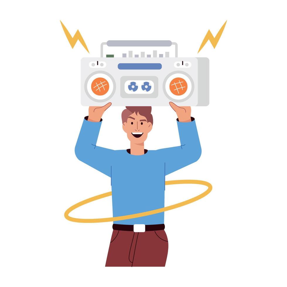 WebA flat style illustration of a man doing zumba dance vector