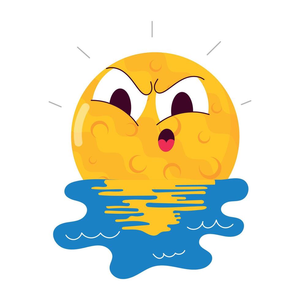 WebA comic style sticker of night ocean with sea waves vector