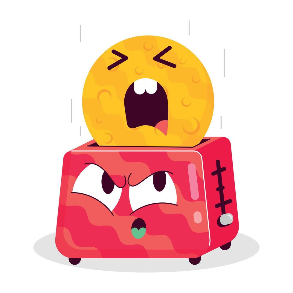 WA flat style toaster emoji toasts a small mooneb vector