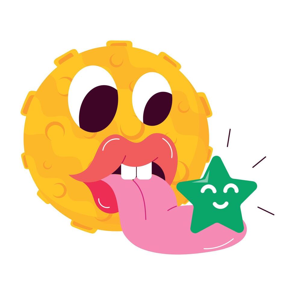 WebA comic style licking emoji with long tongue vector