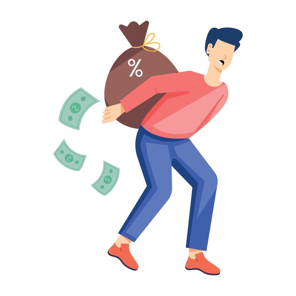 A flat character illustration of financial loss vector