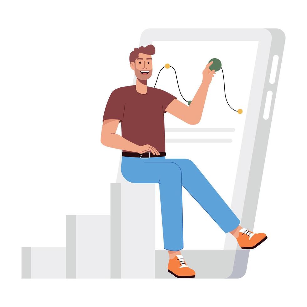 WebA flat style illustration of online statistics vector