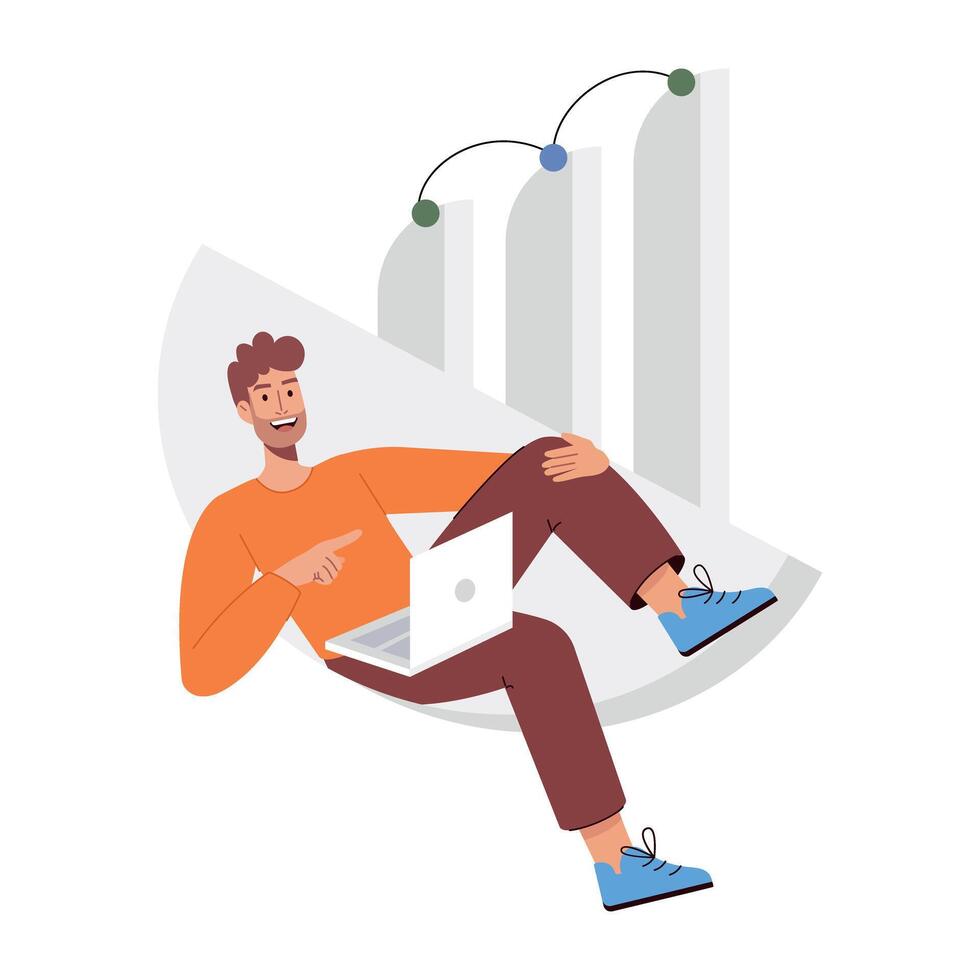 WebPerson doing online analysis, flat illustration vector