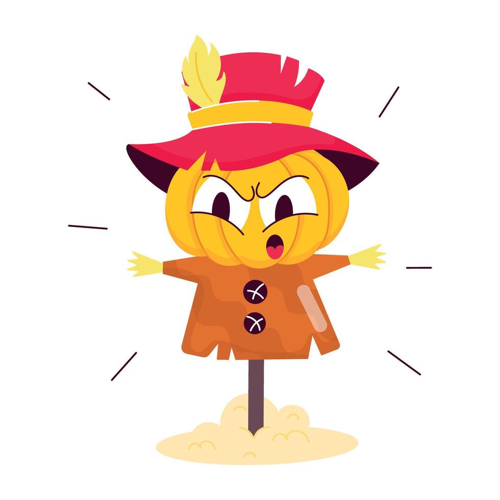WebA flat style sticker of scarecrow vector
