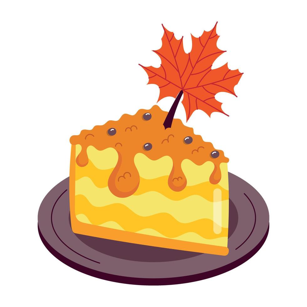 WebA flat style sticker of spicy cake with a maple leaf vector