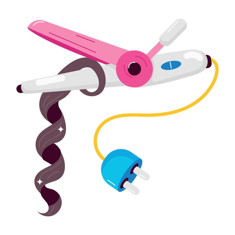 WebA flat style sticker of hair straightening vector