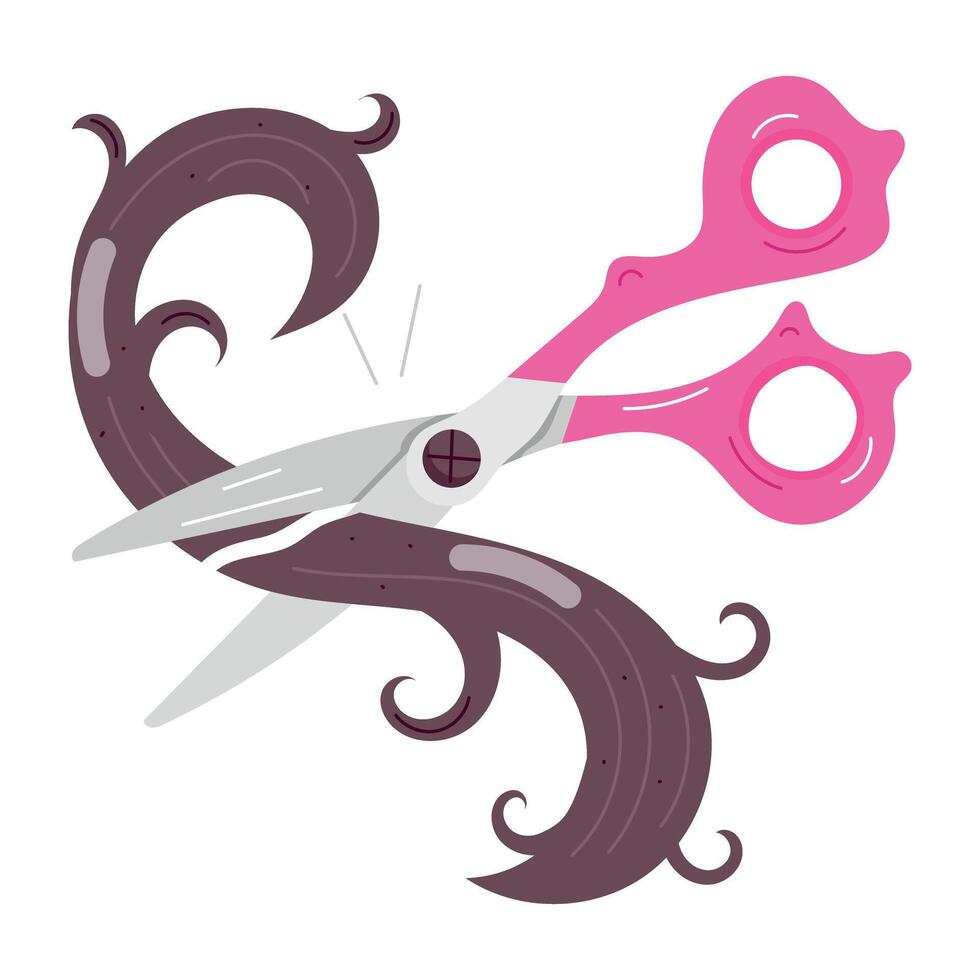 WebA flat style sticker of hair cutting vector