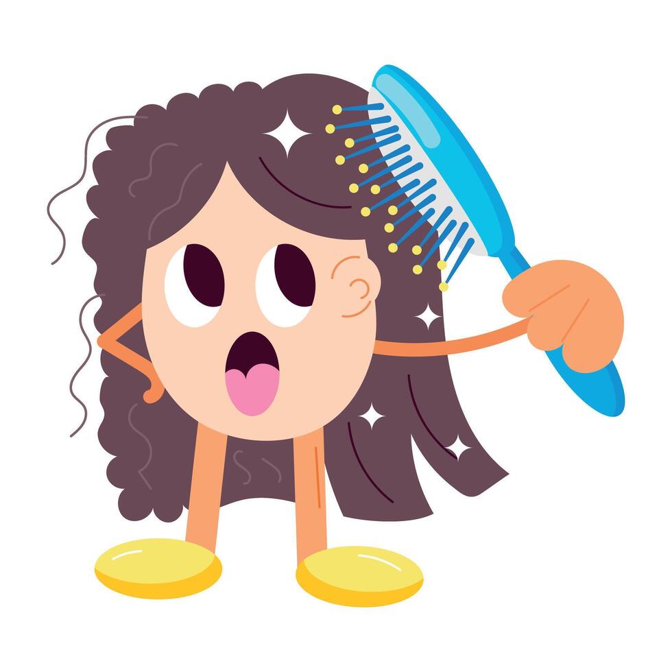 WebA comic style sticker of brushing vector