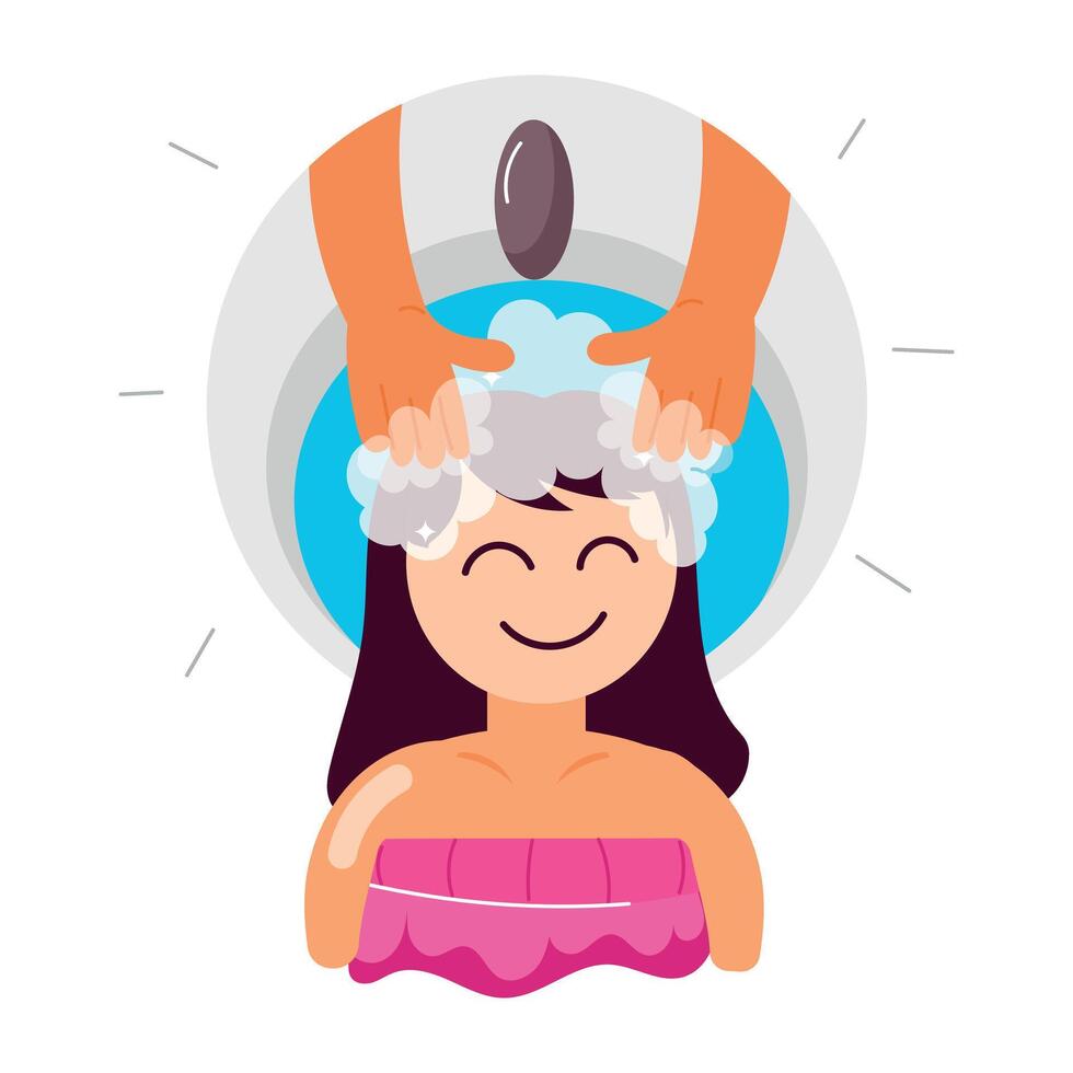 WebA sticker of hair cleansing in flat style vector