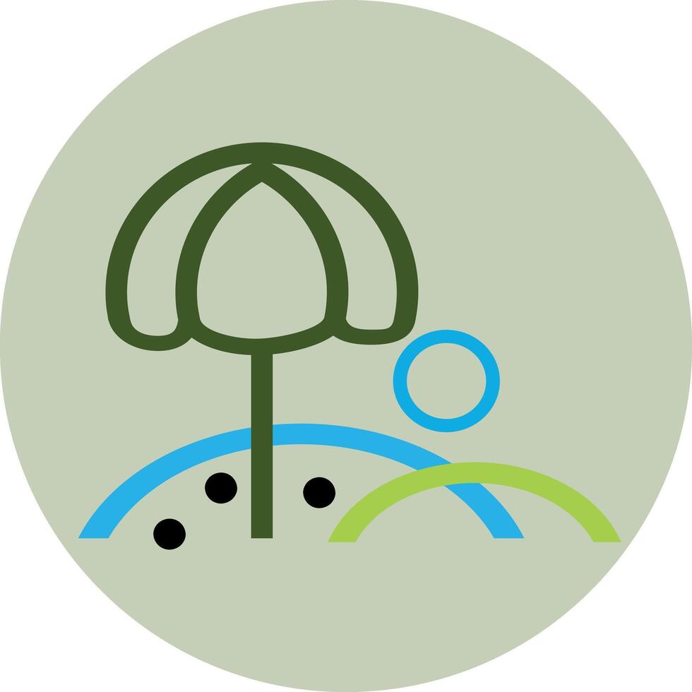 green tree with sun icon vector