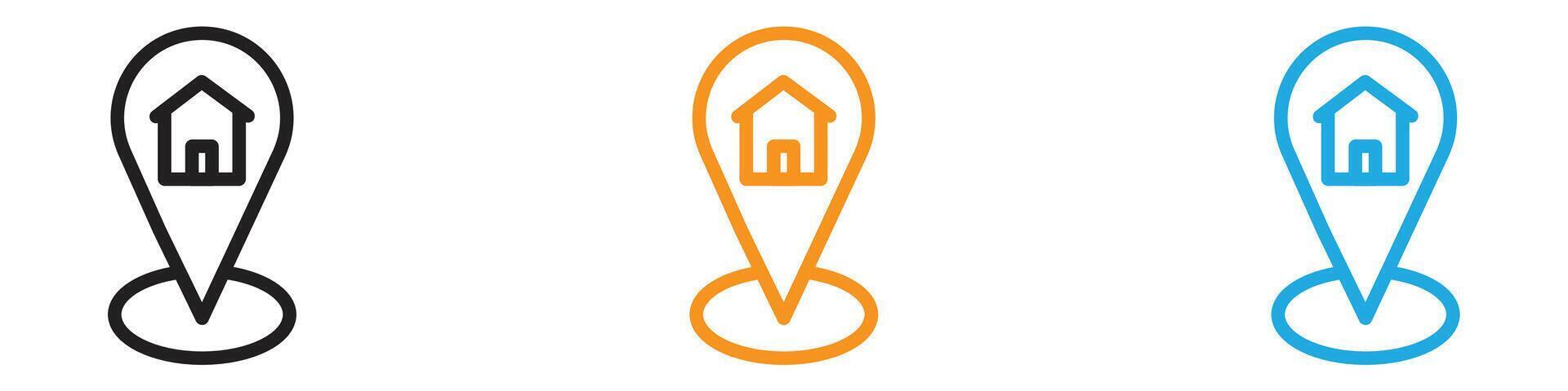 Address icon logo set collection for web app ui vector