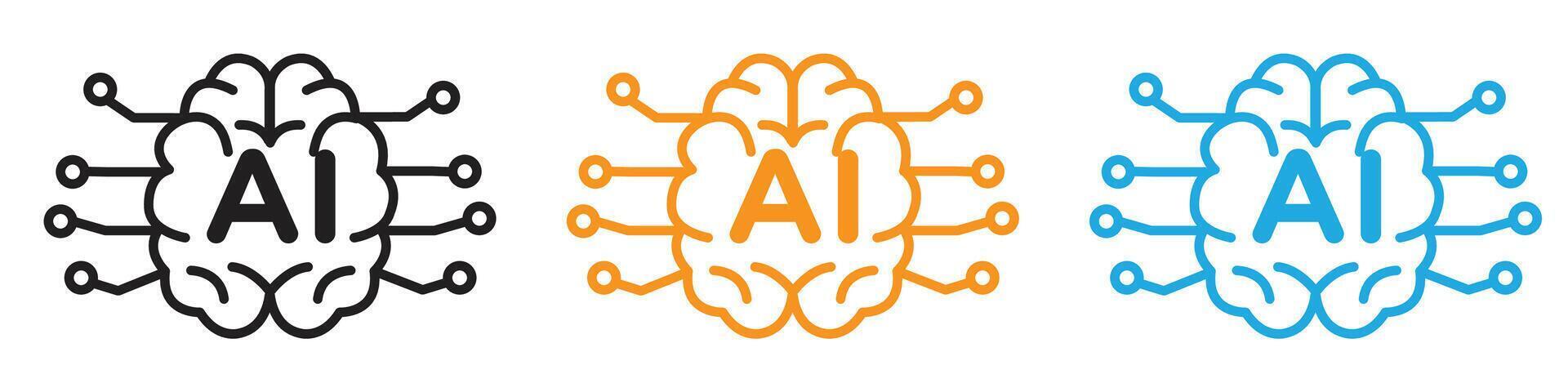 Artificial intelligence icon logo set collection for web app ui vector