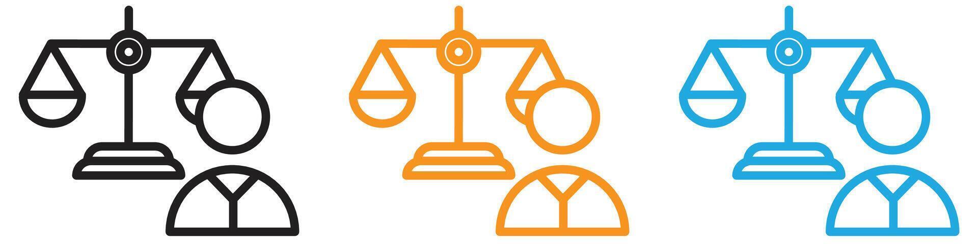 Attorney in law icon logo set collection for web app ui vector