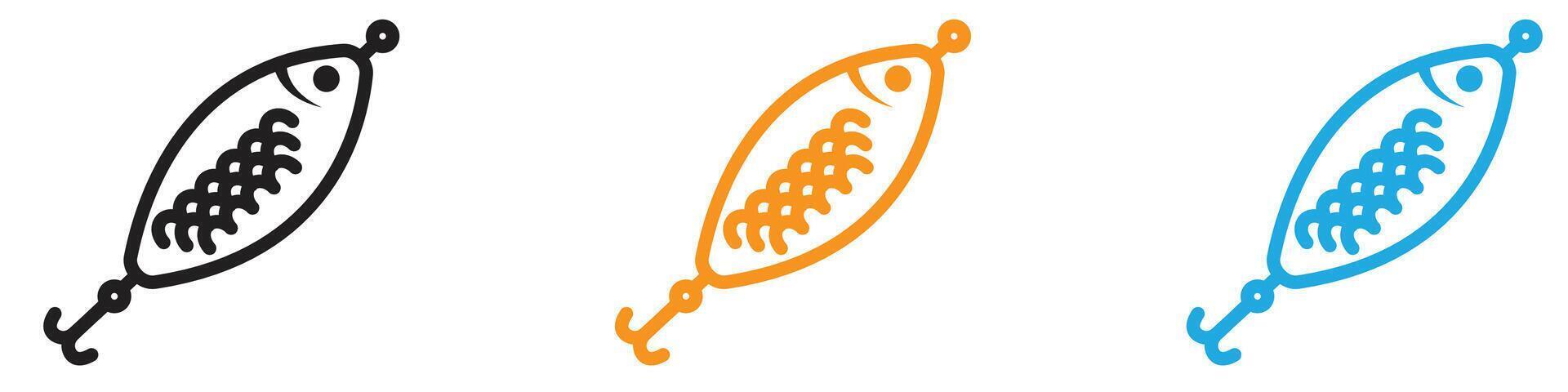 Bait Fishing Minnow icon logo set collection for web app ui vector