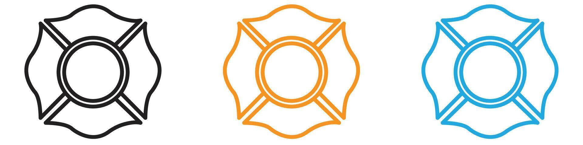 Blank Fire Department badge icon logo set collection for web app ui vector