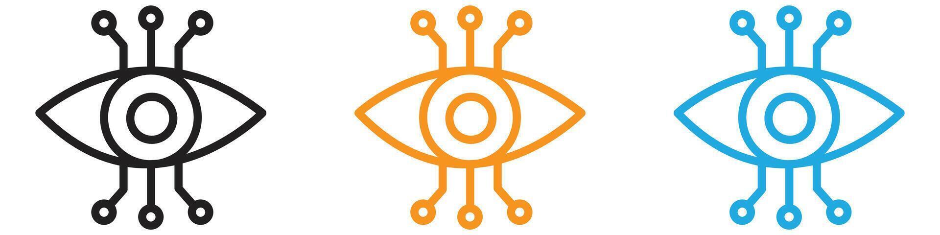 Bionic eye icon logo set collection for web app ui vector