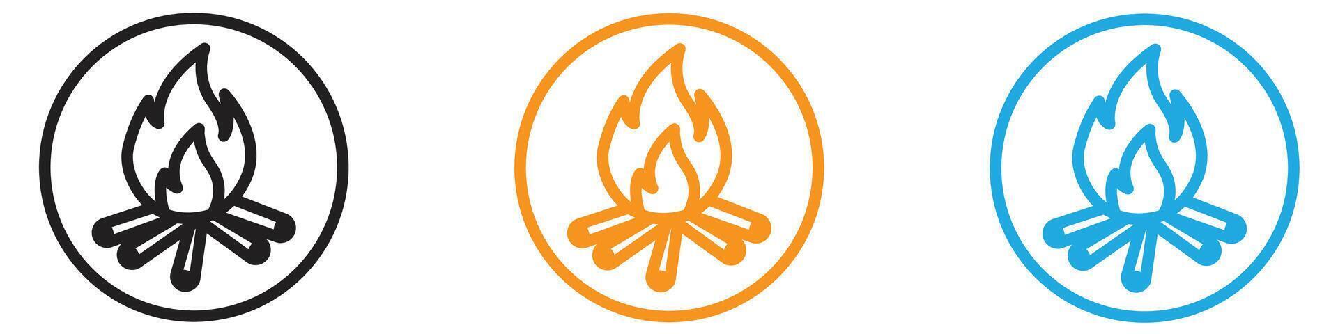 Campfire icon logo set collection for web app ui vector