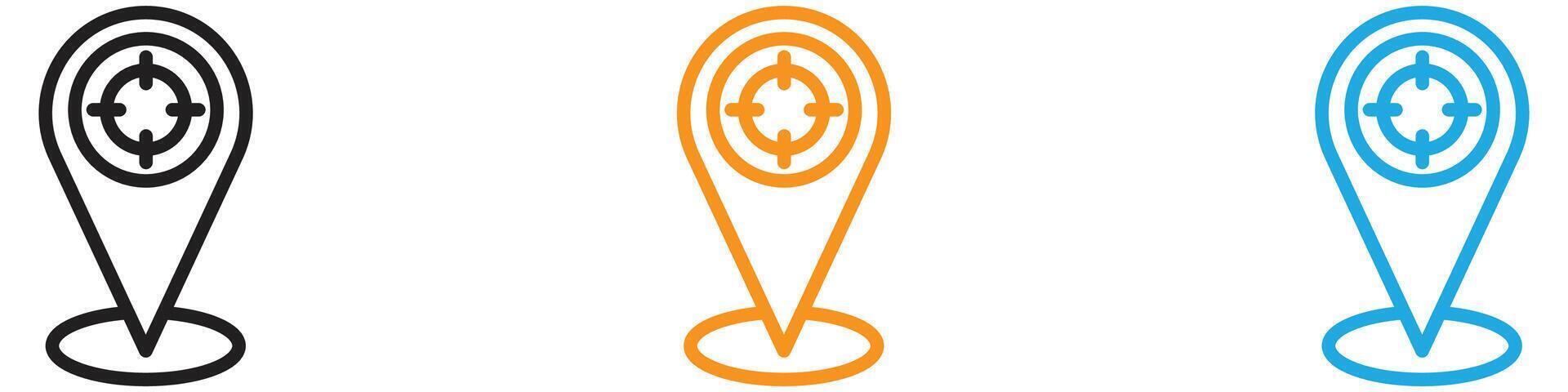 Crosshair location pin icon logo set collection for web app ui vector