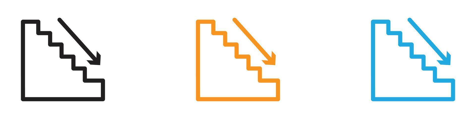 Downstairs icon logo set collection for web app ui vector