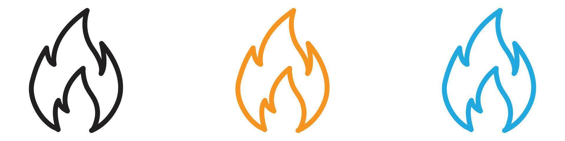 Flame fire icon logo set collection for web app ui vector