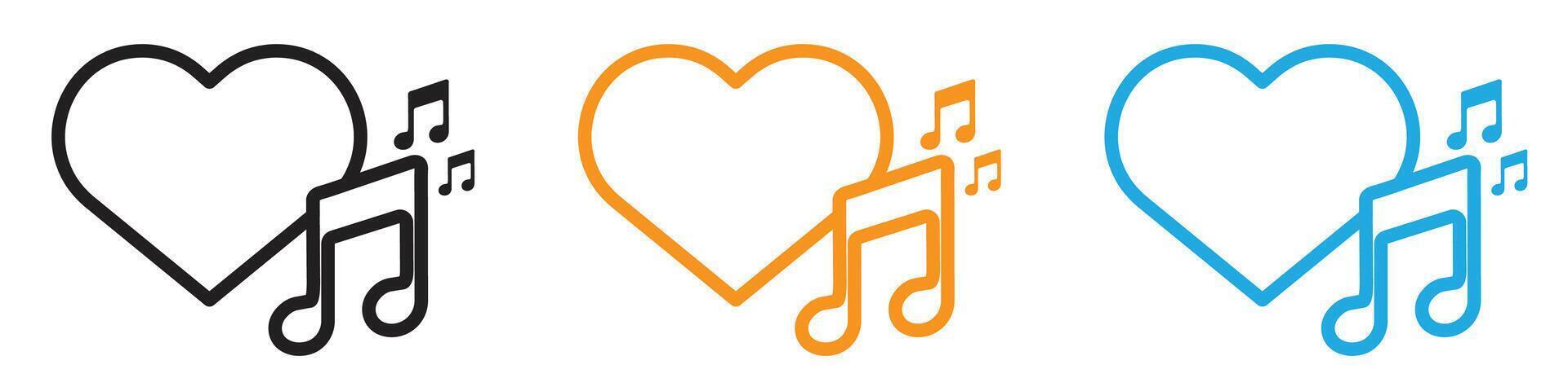 Heard heart note icon logo set collection for web app ui vector