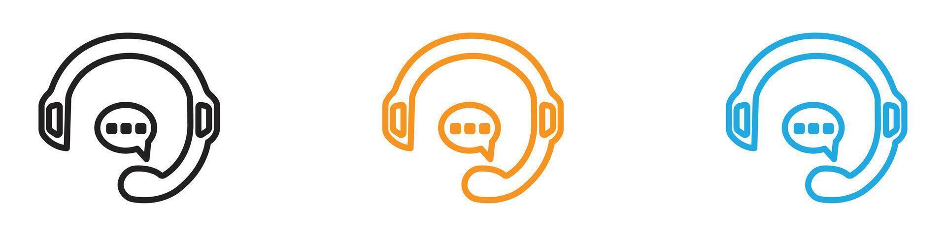Helpdesk Headphone icon logo set collection for web app ui vector
