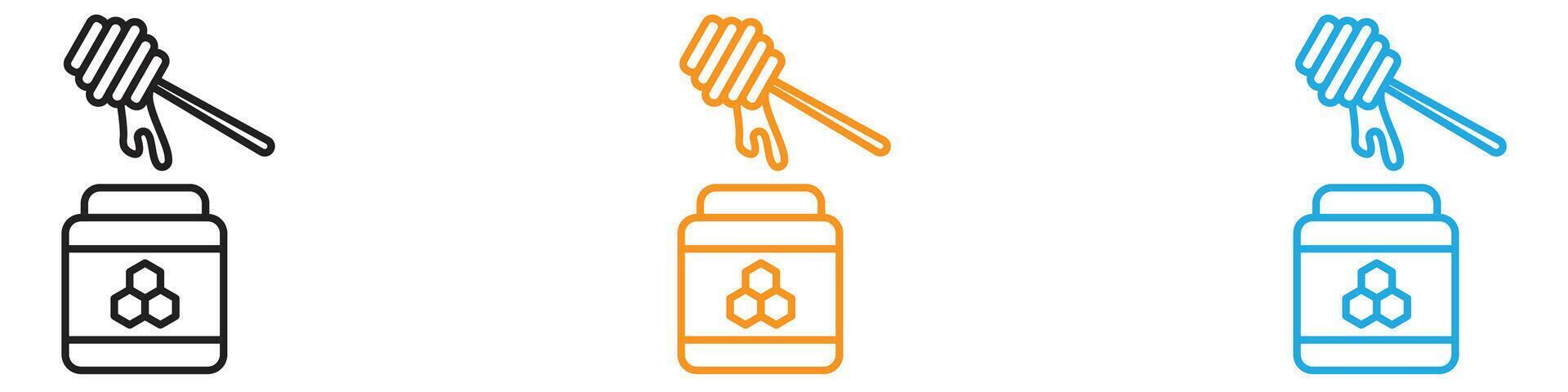 Honey jar with dipper icon logo set collection for web app ui vector
