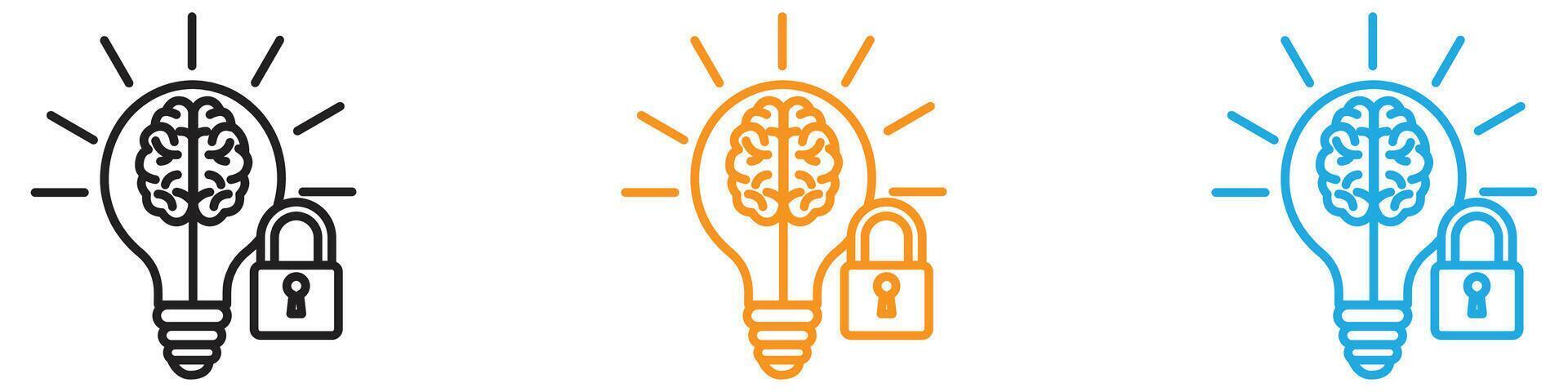 Intellectual property and copyright icon logo set collection for web app ui vector