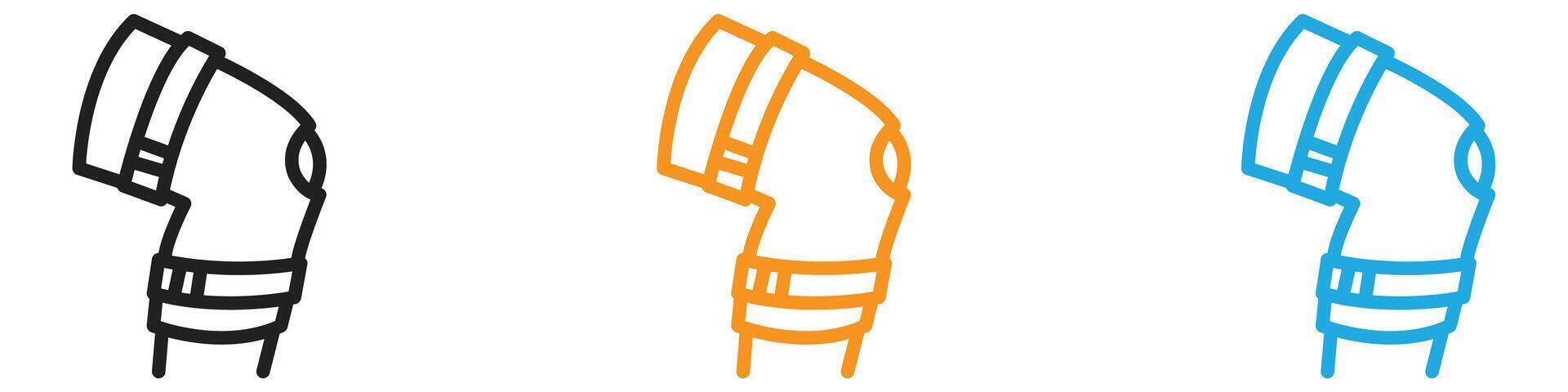 knee orthopedic brace icon set vector