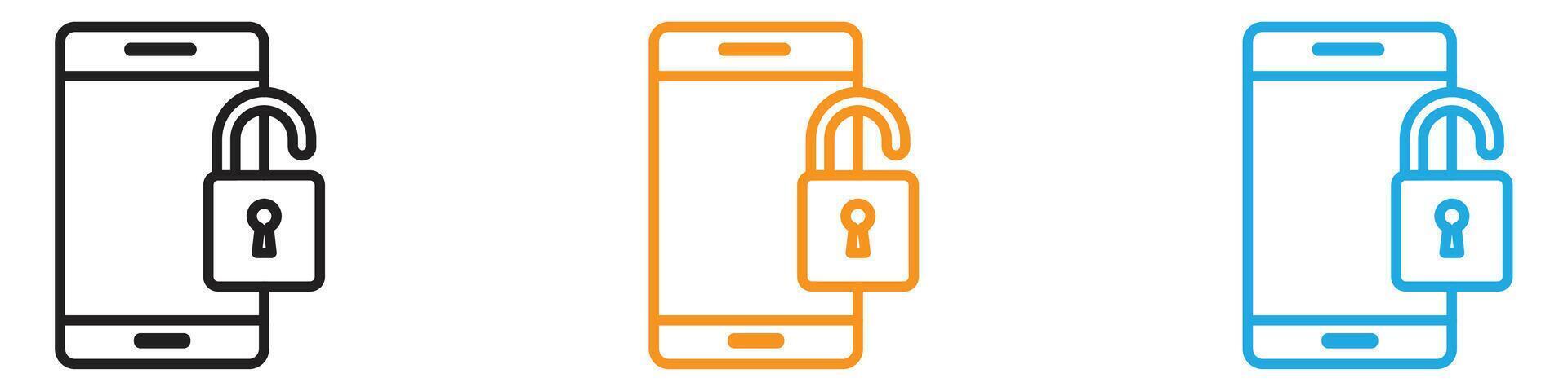 Mobile Unlock icon logo set collection for web app ui vector