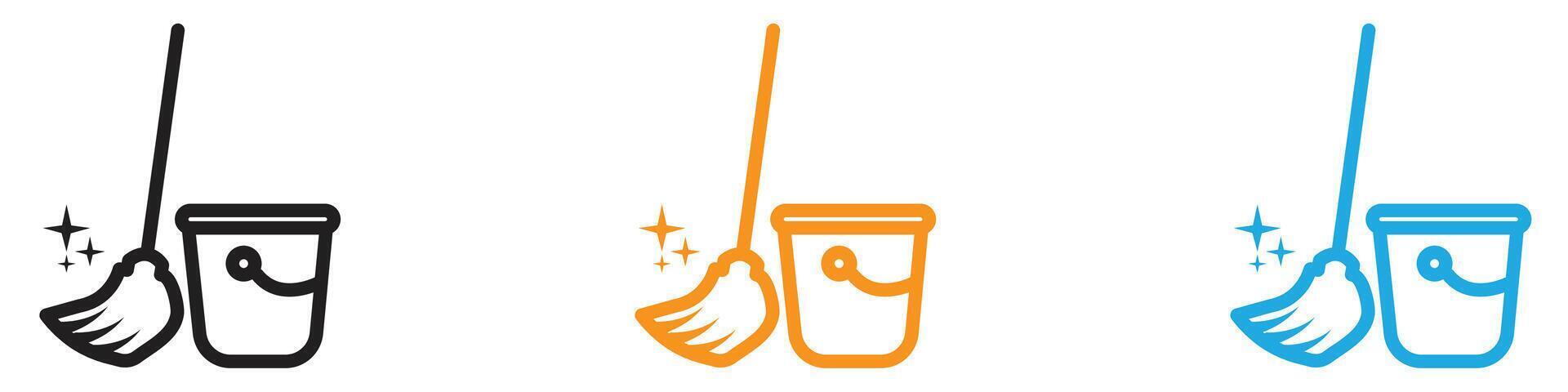 Mopping floors icon logo set collection for web app ui vector