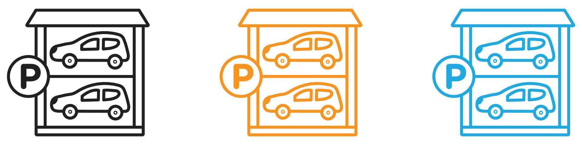 Multi Storey Parking icon logo set collection for web app ui vector