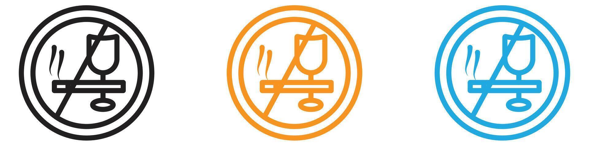 No alcohol and cigarettes icon logo set collection for web app ui vector