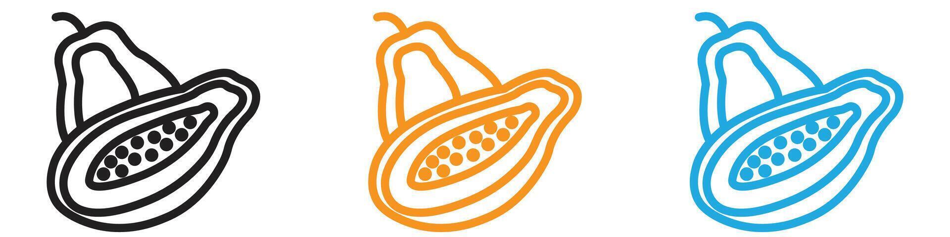 papaya icon set vector