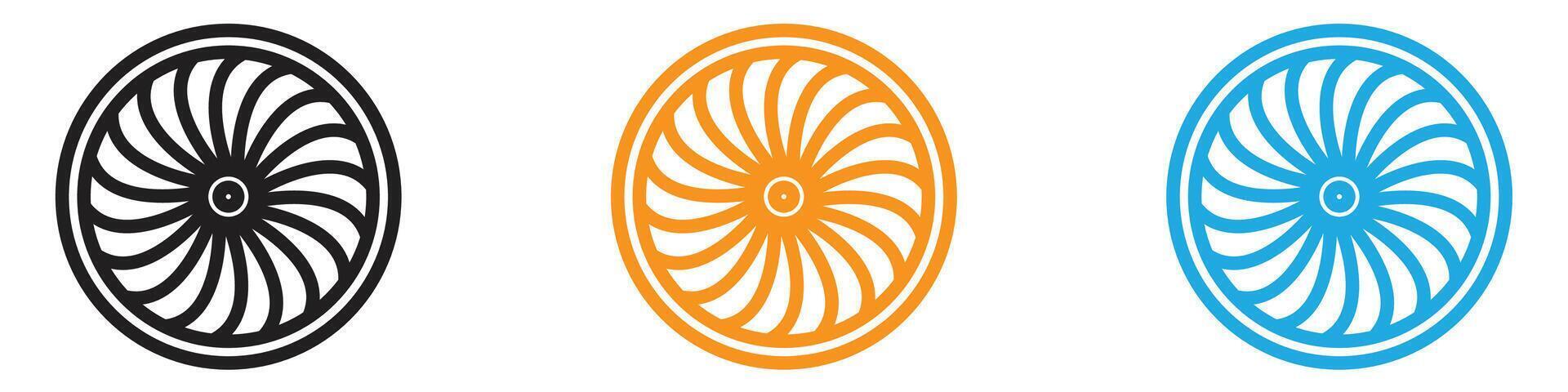 Plane turbine icon logo set collection for web app ui vector