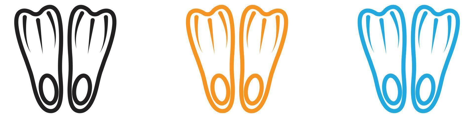 Swimming flippers icon logo set collection for web app ui vector